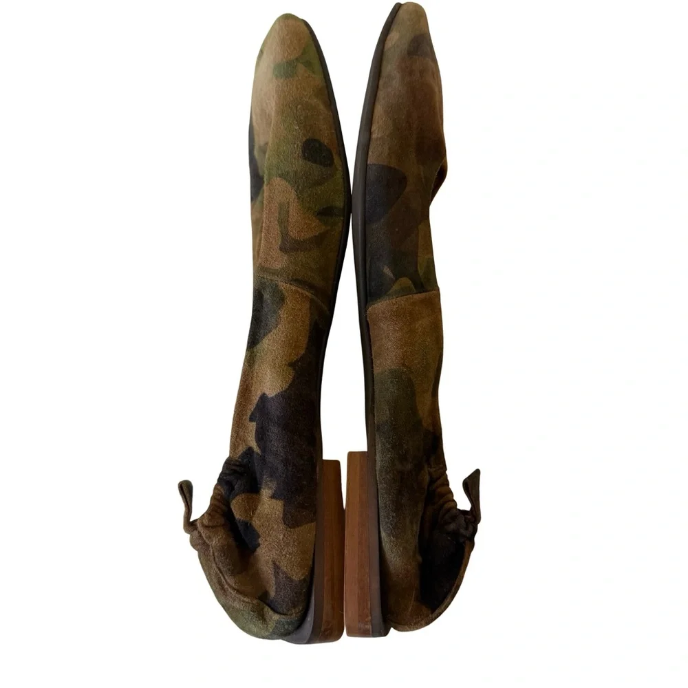 Pedro Anton Camo Suede Ballet Flats in Olive Green and Brown